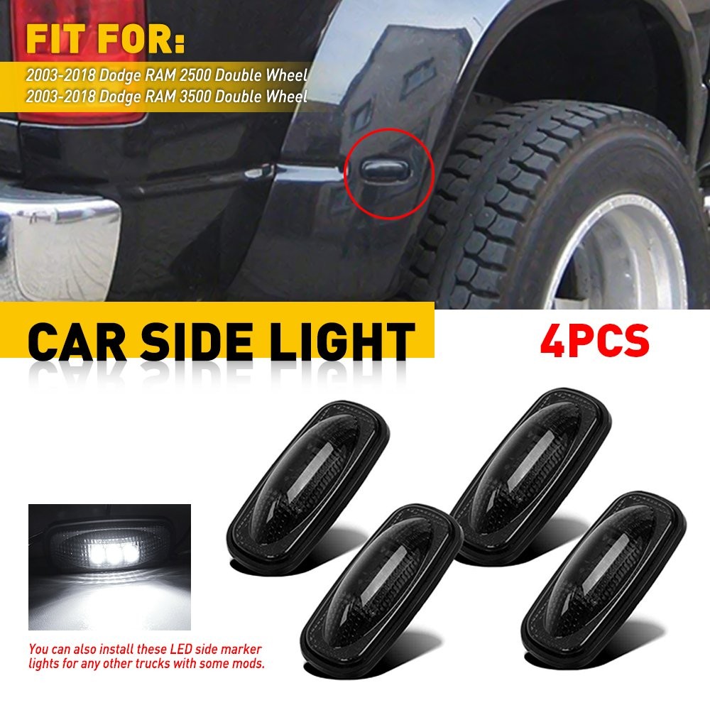 Universal 4X White LED Front Rear Side Marker Light Super Bright Replacement 12V