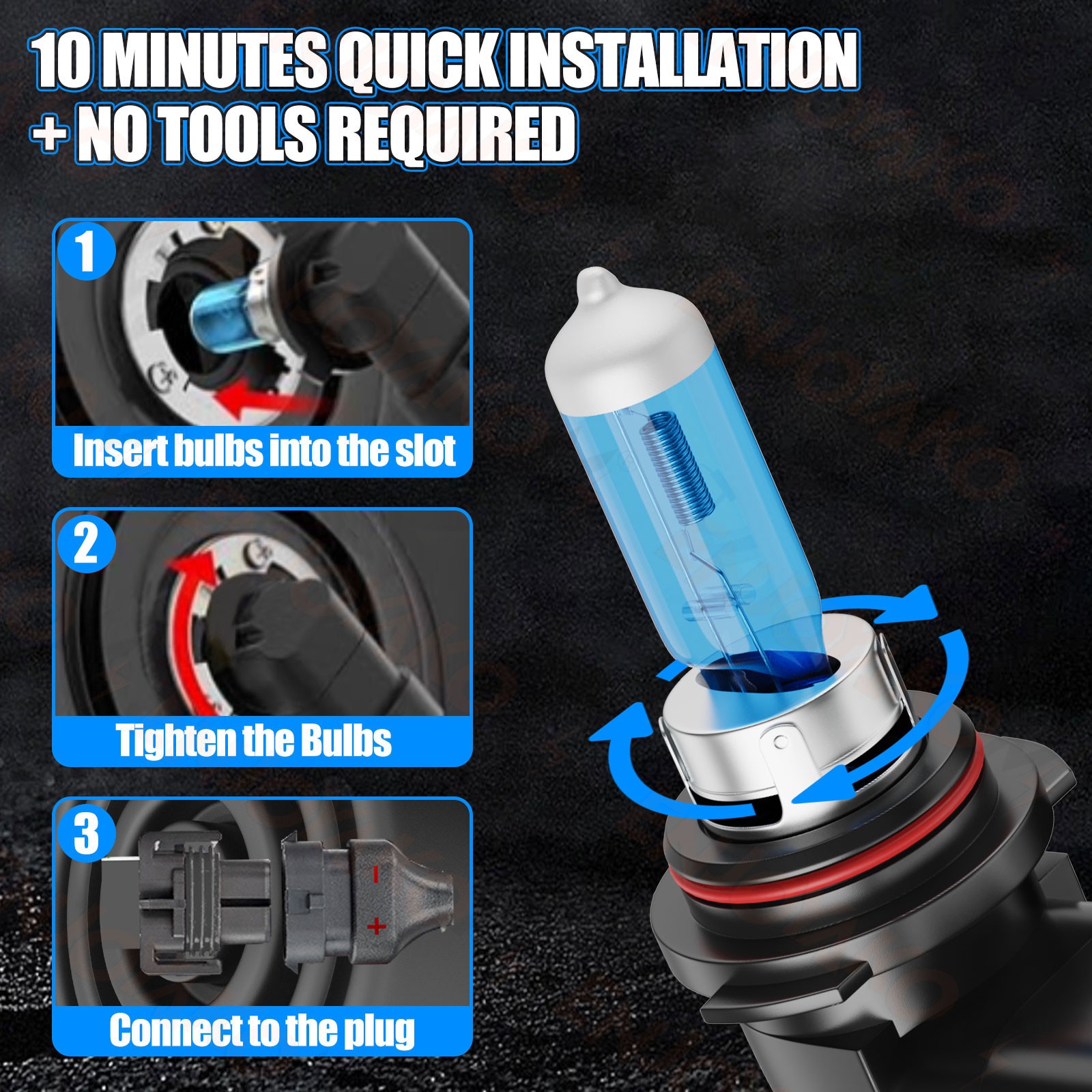 H11 + 9005 Halogen Headlight High Low Beam Bulbs Combo White Super Bright Kit