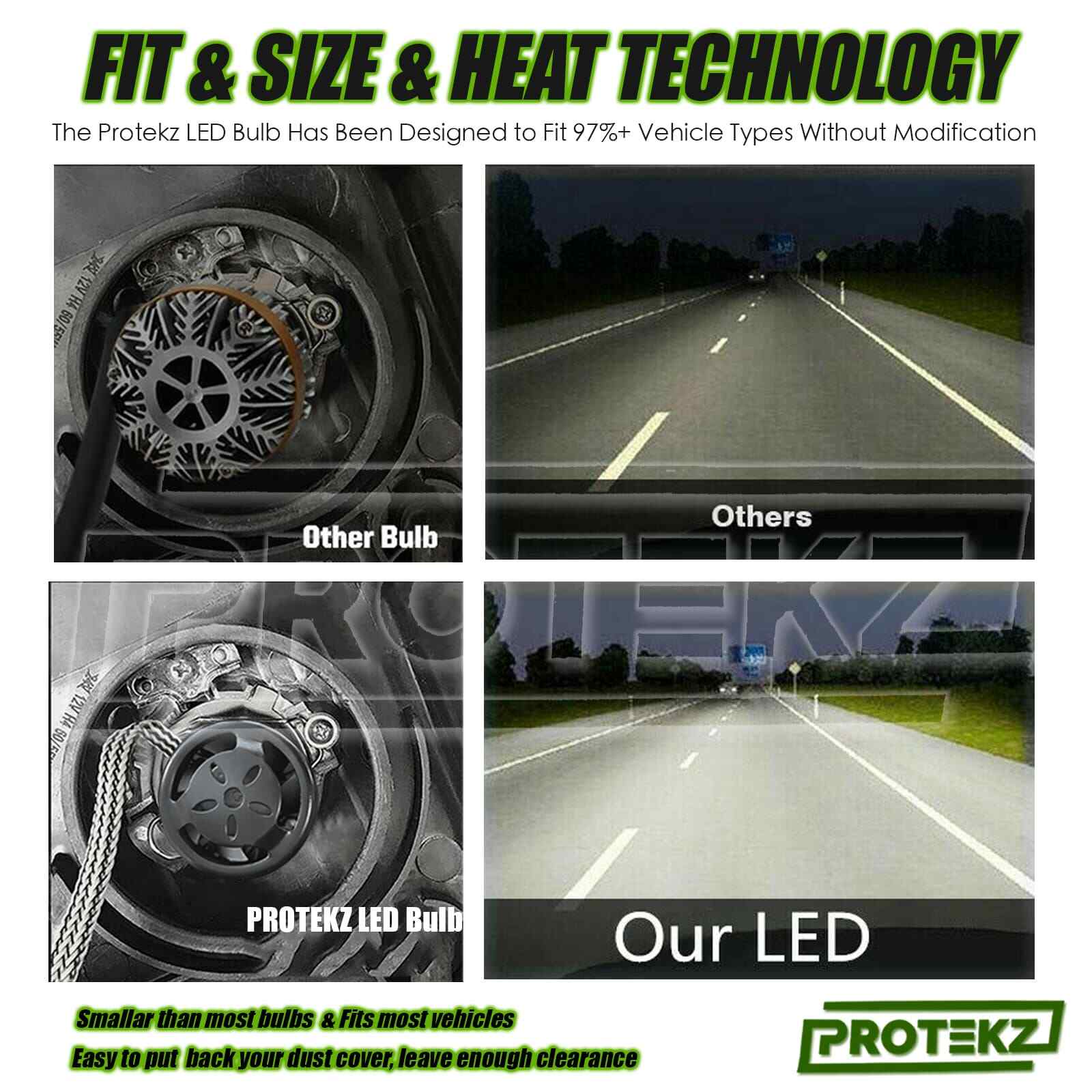 9005 Hb3 + H11 Combo Protekz LED Light Bulb Conversion Kit 100W 30000LM 6000K