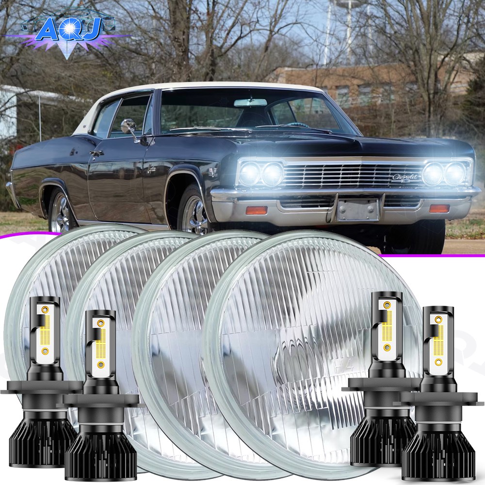 For Chevrolet K20 Pickup 1960-1961 4PCS 5.75″ Round LED Headlights Hi-Lo Beam
