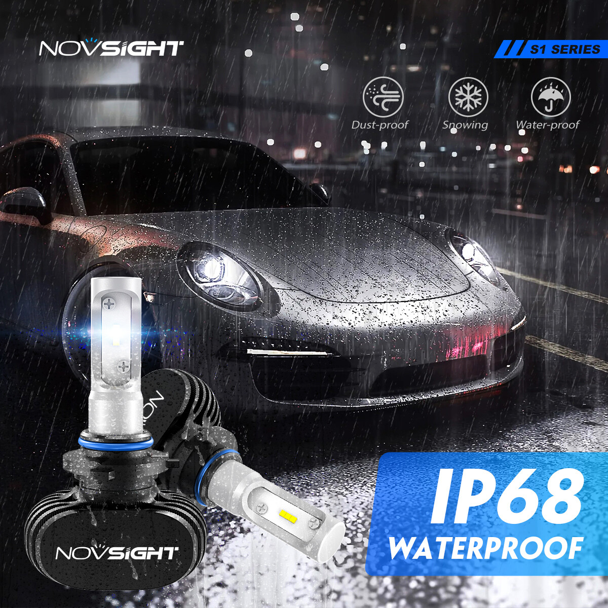 NOVSIGHT HB4 9006 LED Headlight Bulbs Conversion Kit High/Low Beam 9000LM White