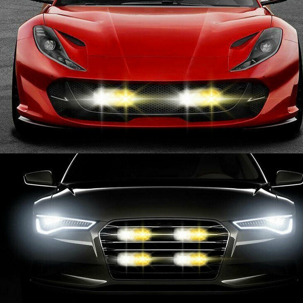 4pcs Car Light Flash 12LED Daytime Running Fog Headlight DC 12V-24V W/ Screws