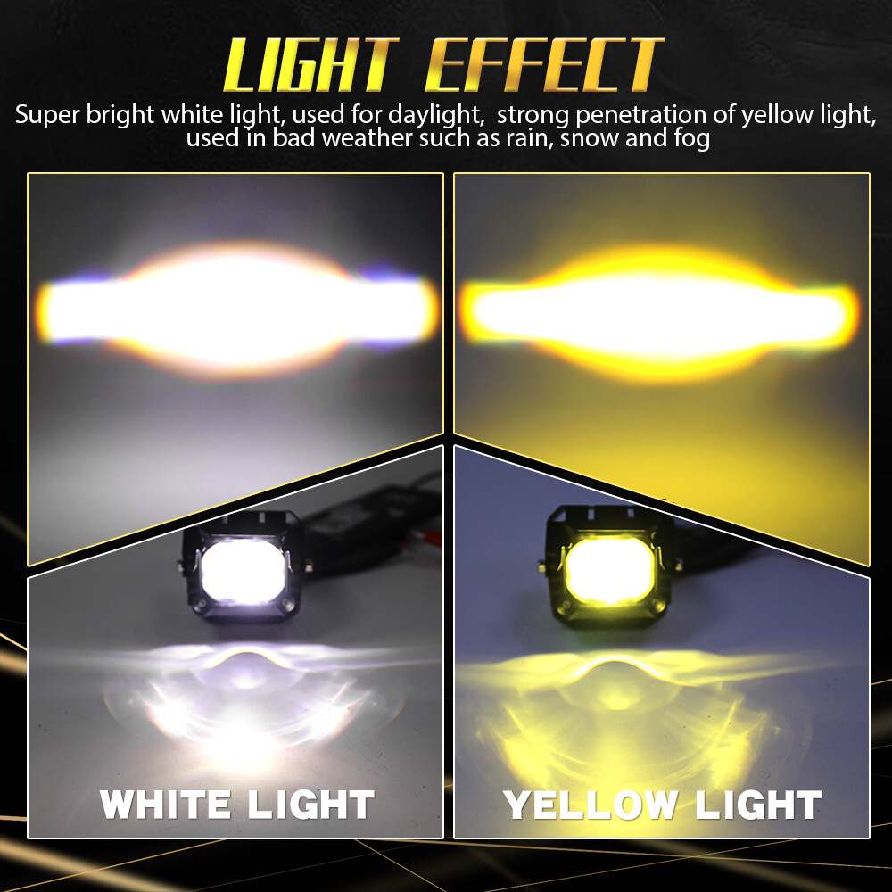 Pair 3″inch LED Work Lights Car Offroad Driving Spot Flood Fog Light 160W Yellow
