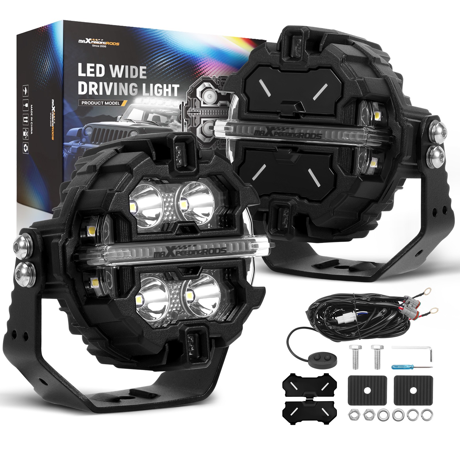 3.5″ LED Pod Lights Spot Beam RGB DRL For Off Road 4×4 SUV ATV Side Shooter 160W