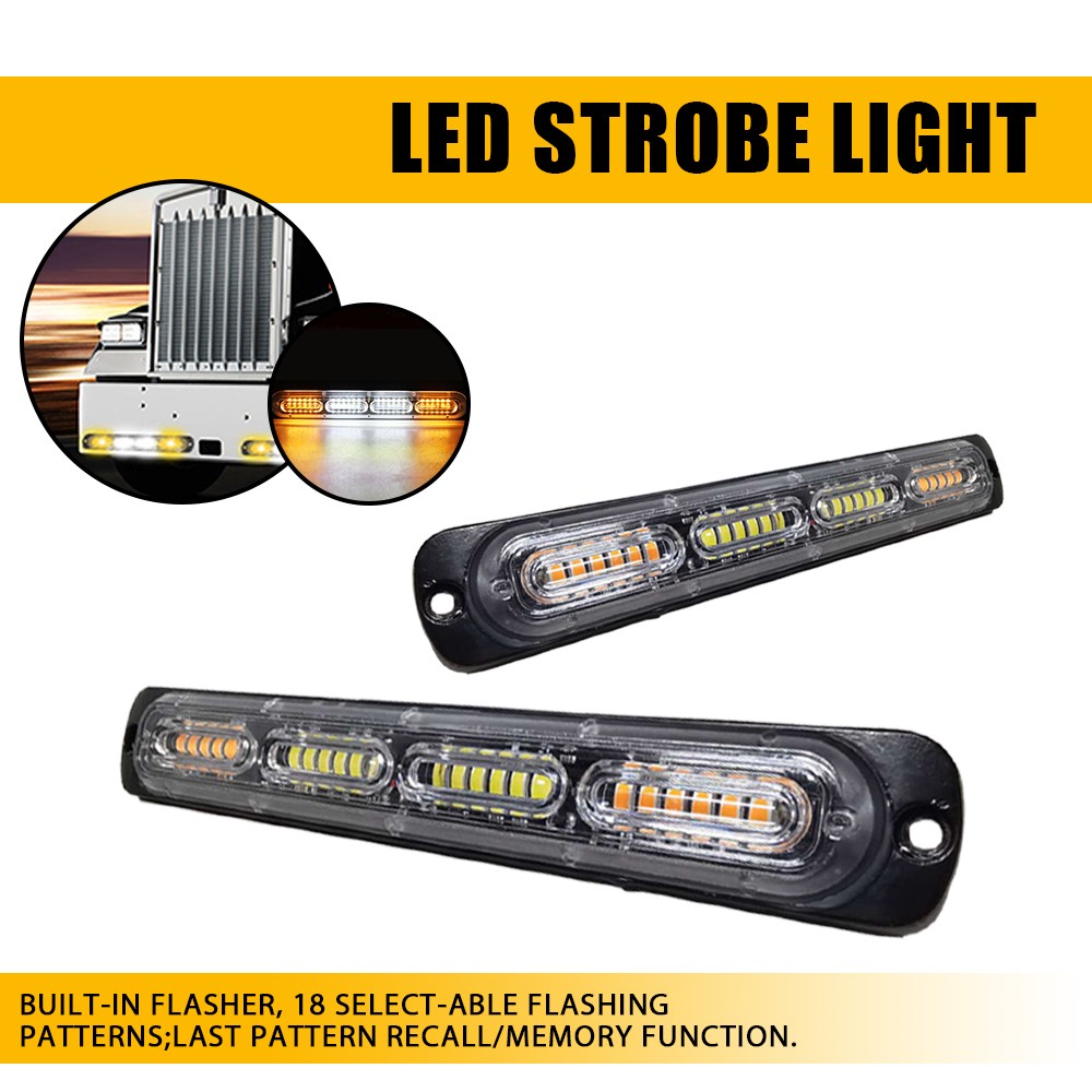 2PCS 24-LED Surface Running Lamp Strobe Mount Flash Emergency Lights Amber/White