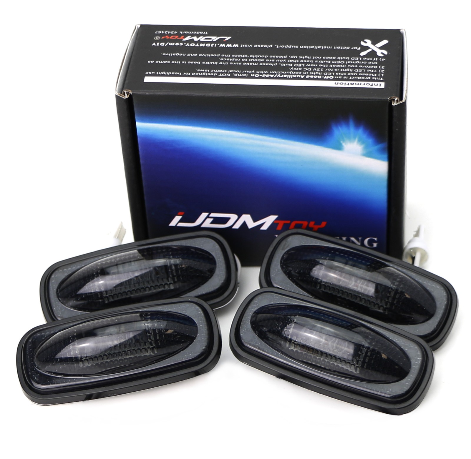 4pc Smoked Lens LED Fender Bed Side Marker Lights (Amber + Red) For Dodge RAM HD