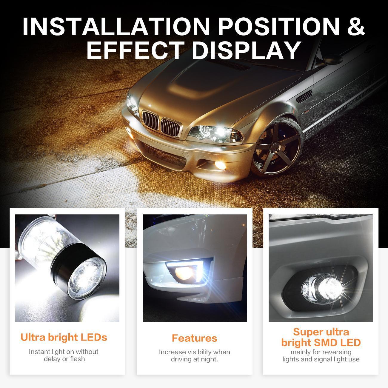 Ironwalls H11 H8 H9 LED Fog Light Bulbs Car Driving Lamp DRL 6000K White 4000LM
