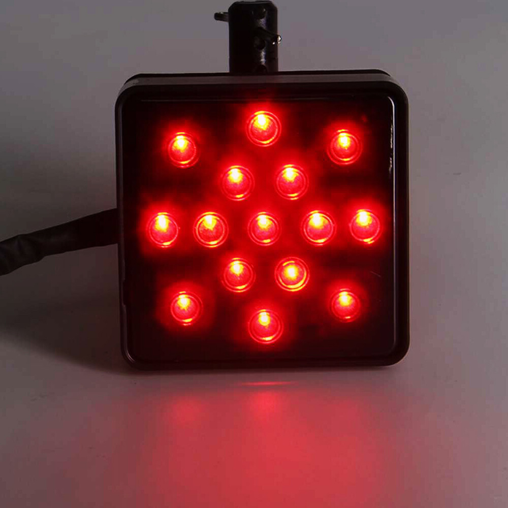 Smoked Lens 15-LED Brake Light Trailer Hitch Cover Fit Towing & Hauling 2″ Size
