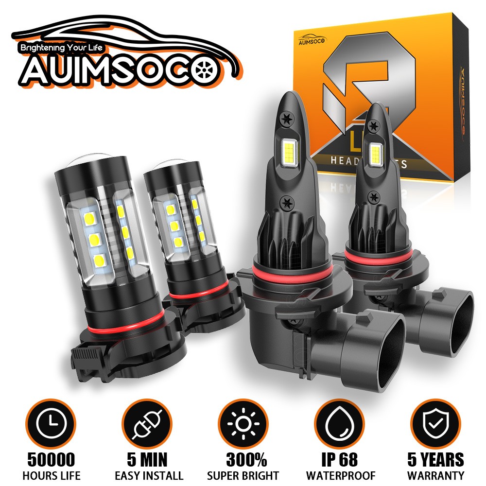 9012/HIR2 H16/5202 LED Headlight Fog Light Kit Bulbs White 6000K Plug&Play 4Pack