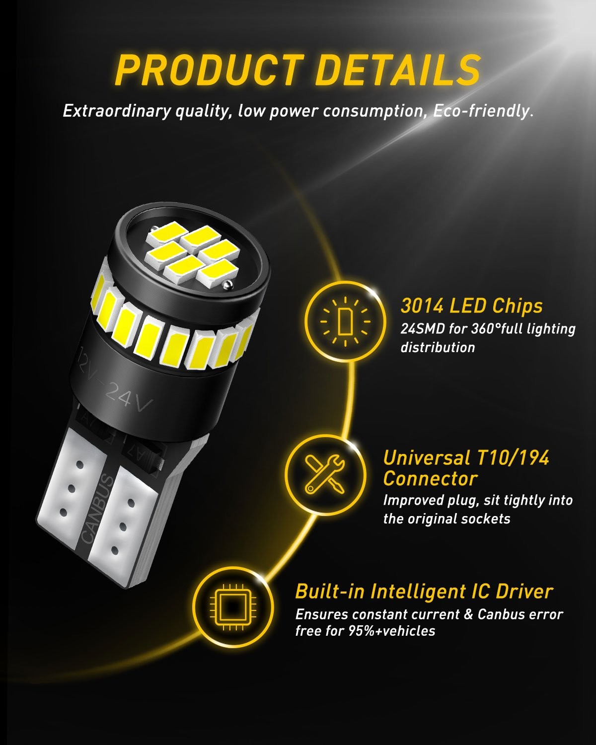 10-100X T10 CAR BULBS LED ERROR FREE CANBUS SMD XENON WHITE 501 W5W SIDE LIGHT