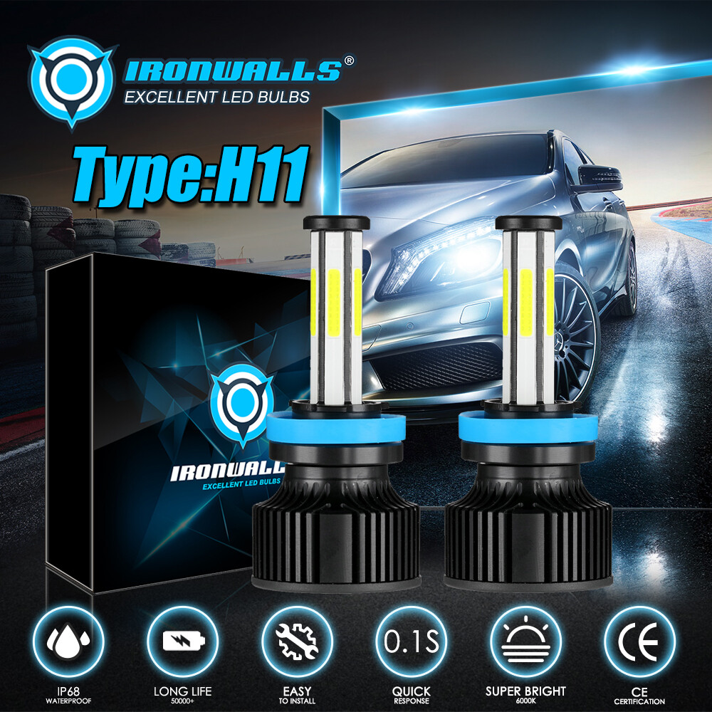 6-Side H11 H9 LED Headlight Super Bright Bulbs Kit 360000LM HIGH/LOW Beam 6000K