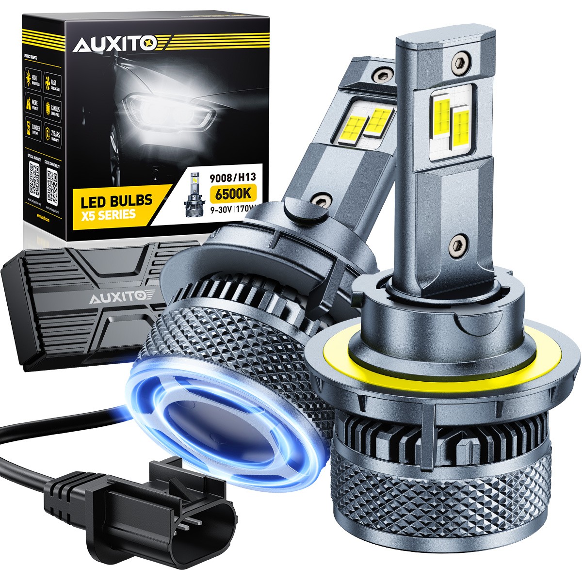 4X 9008 H13 LED Headlight Bulbs High Low Beam Super Bright 6500K White Canbus X5