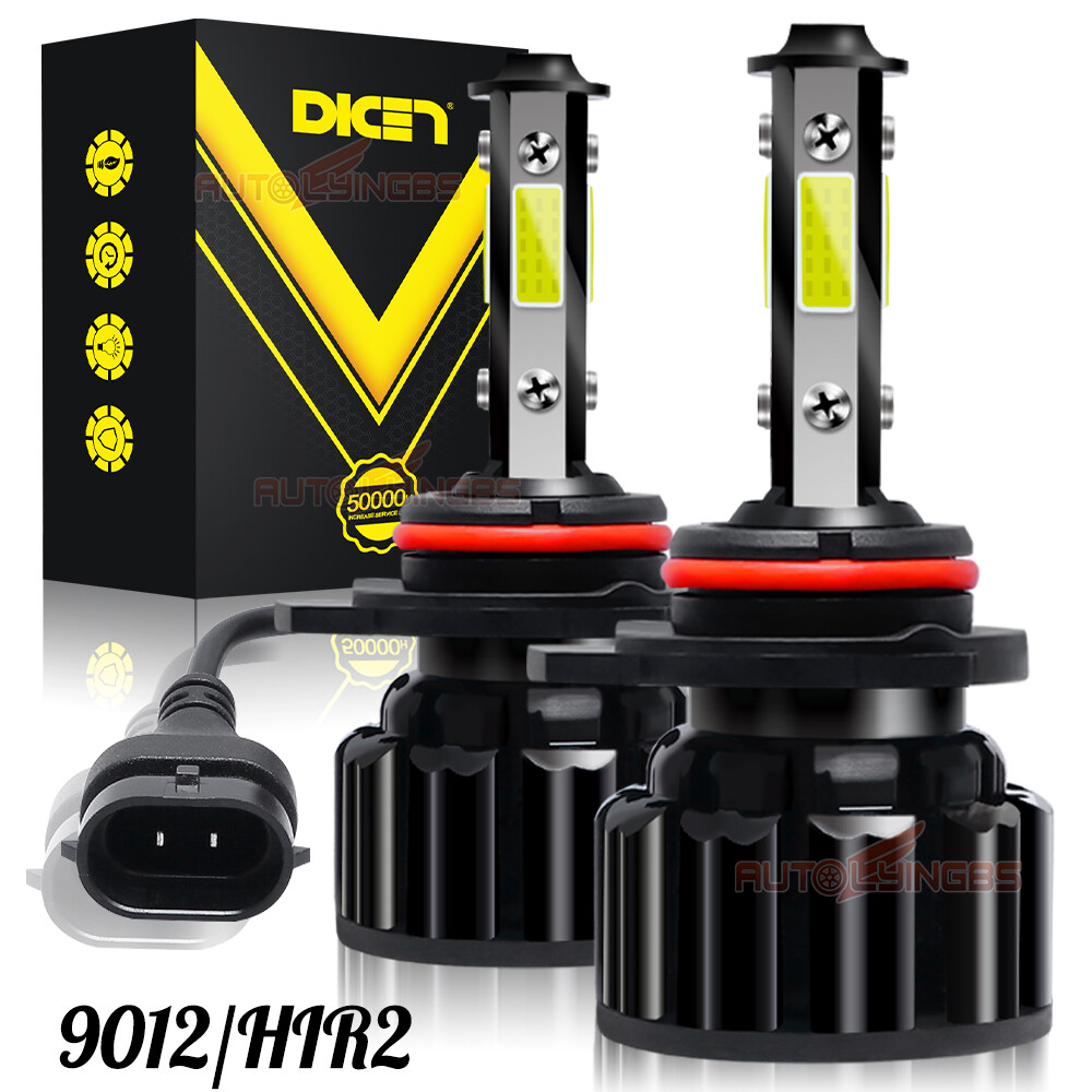 4-sides 9012 LED Headlight Bulbs kit Hign Low Beam 6000K Super Bright 330000lm