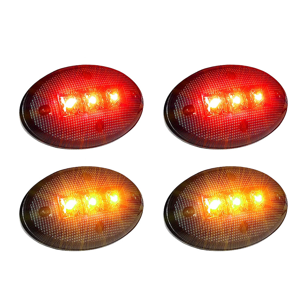 4Pc Smoked Dually Fender Red Amber LED Side Marker Lights For Ford F350 F450 F50