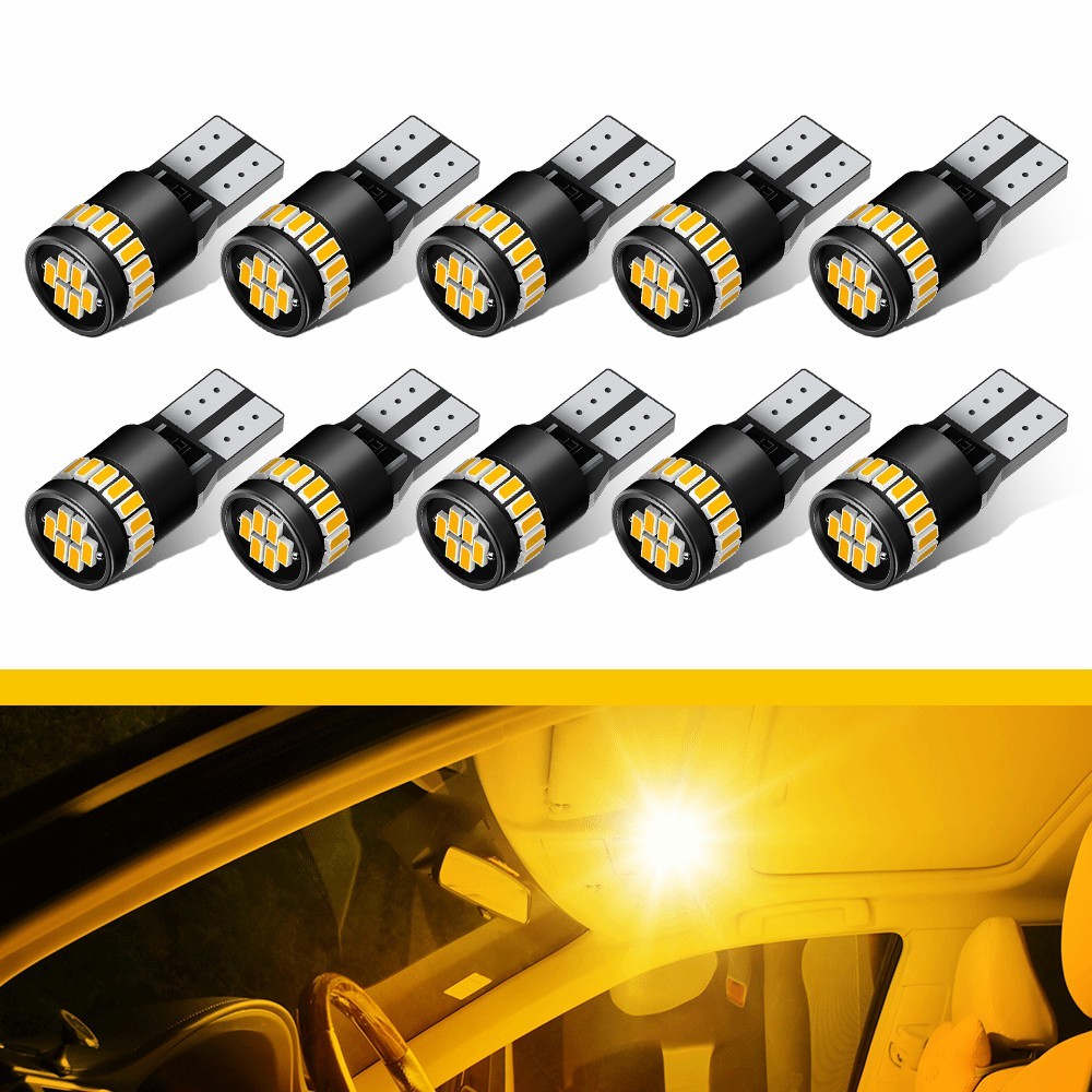 10-100PCS AUXITO Amber Yellow 168 194 921 T10 License Side Marker Light LED Bulb