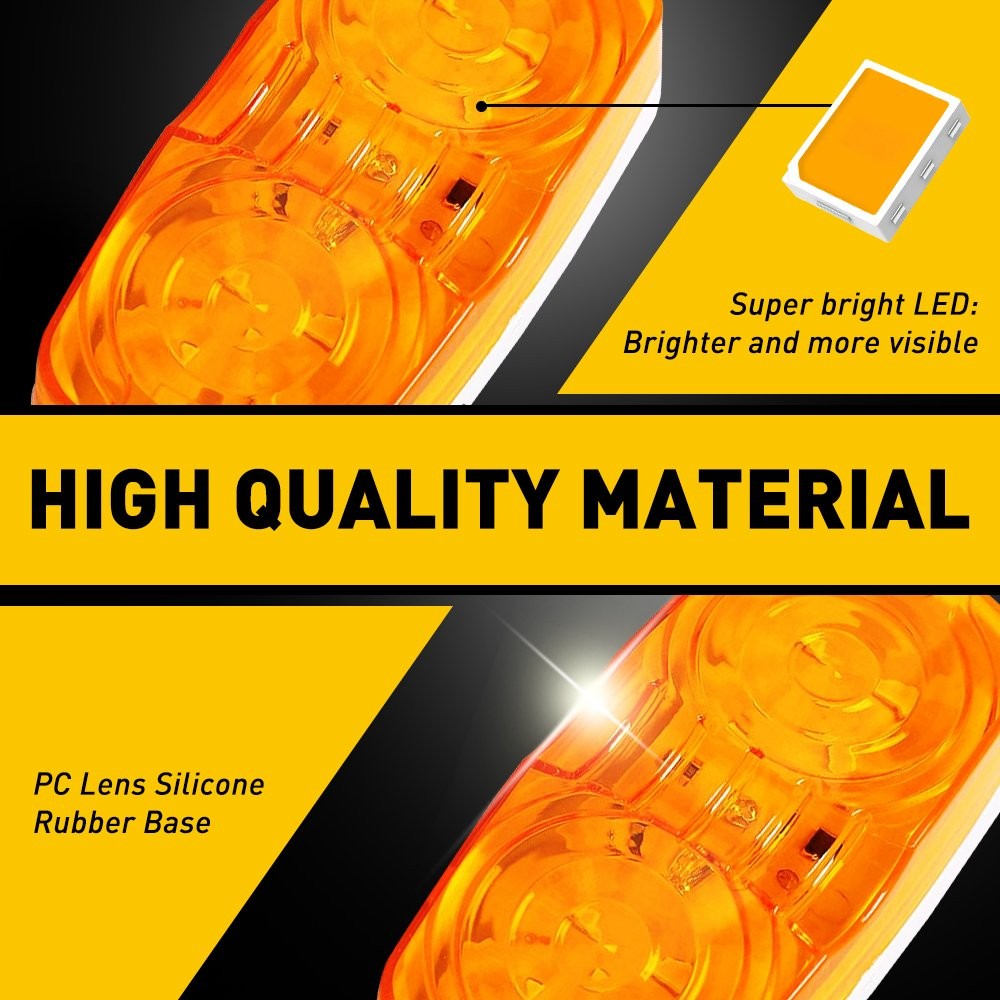2x Amber 21LED Side Marker Lights RV Truck Trailer Clearance Light Waterproof US