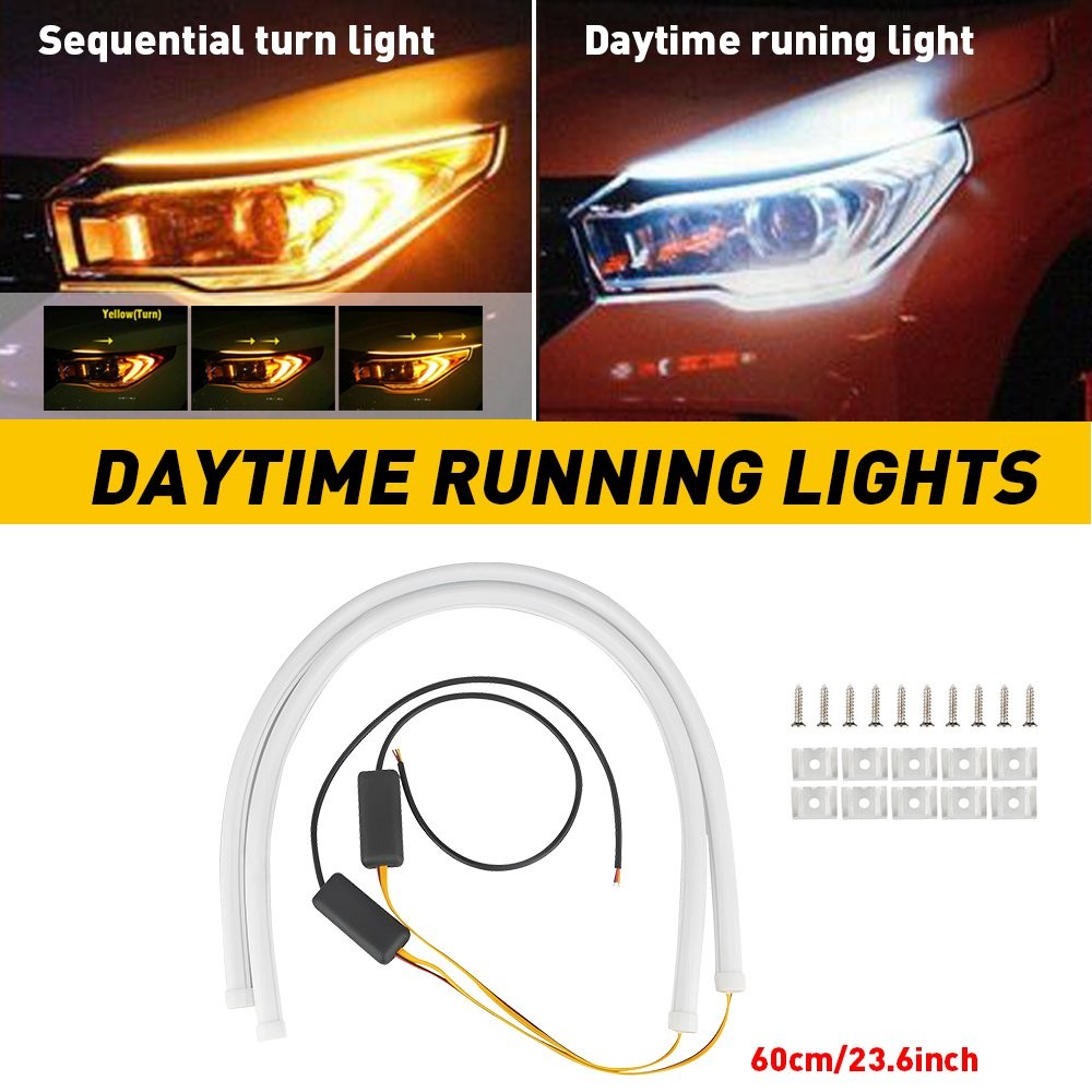 AUXITO Flexible Car Soft Tube Guide LED Lamp Strip DRL Daytime Running Light DRL