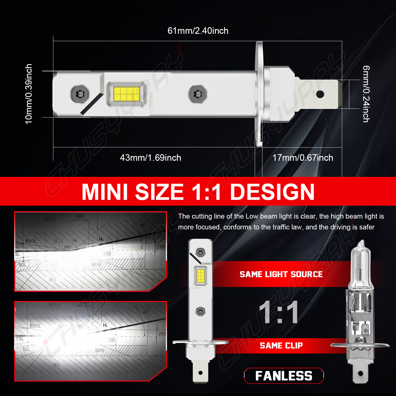 2x H1 LED Headlight Low Beam Bulb For SUBARU Forester 2006-2008 Cold White 6500K