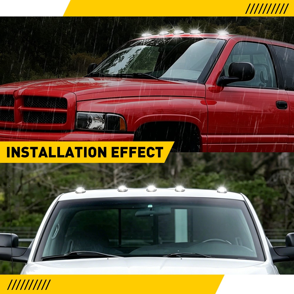 5X Clear White LED Roof Cab Running Signal Lights For Dodge Ram 1500 2500 99-02