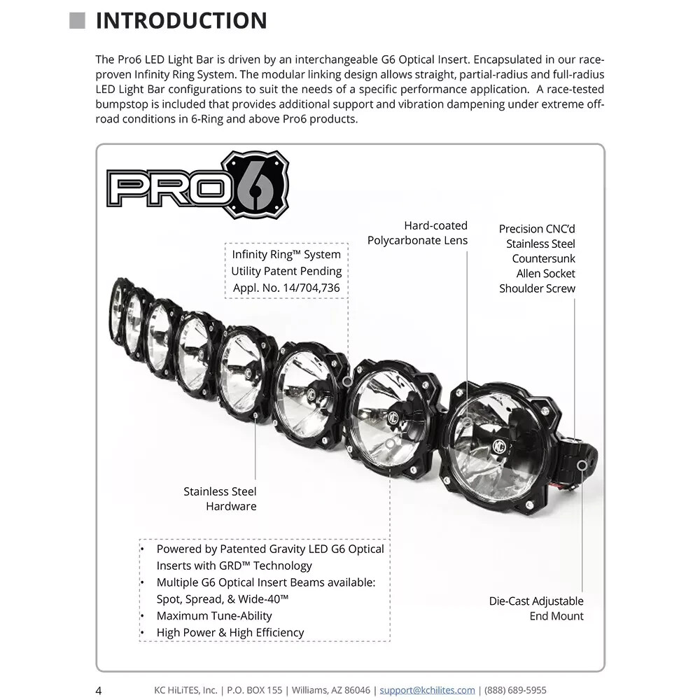 KC HiLiTES 91314 45″ Pro6 Gravity LED 7 Lights Light Bar System 140W Combo Beam
