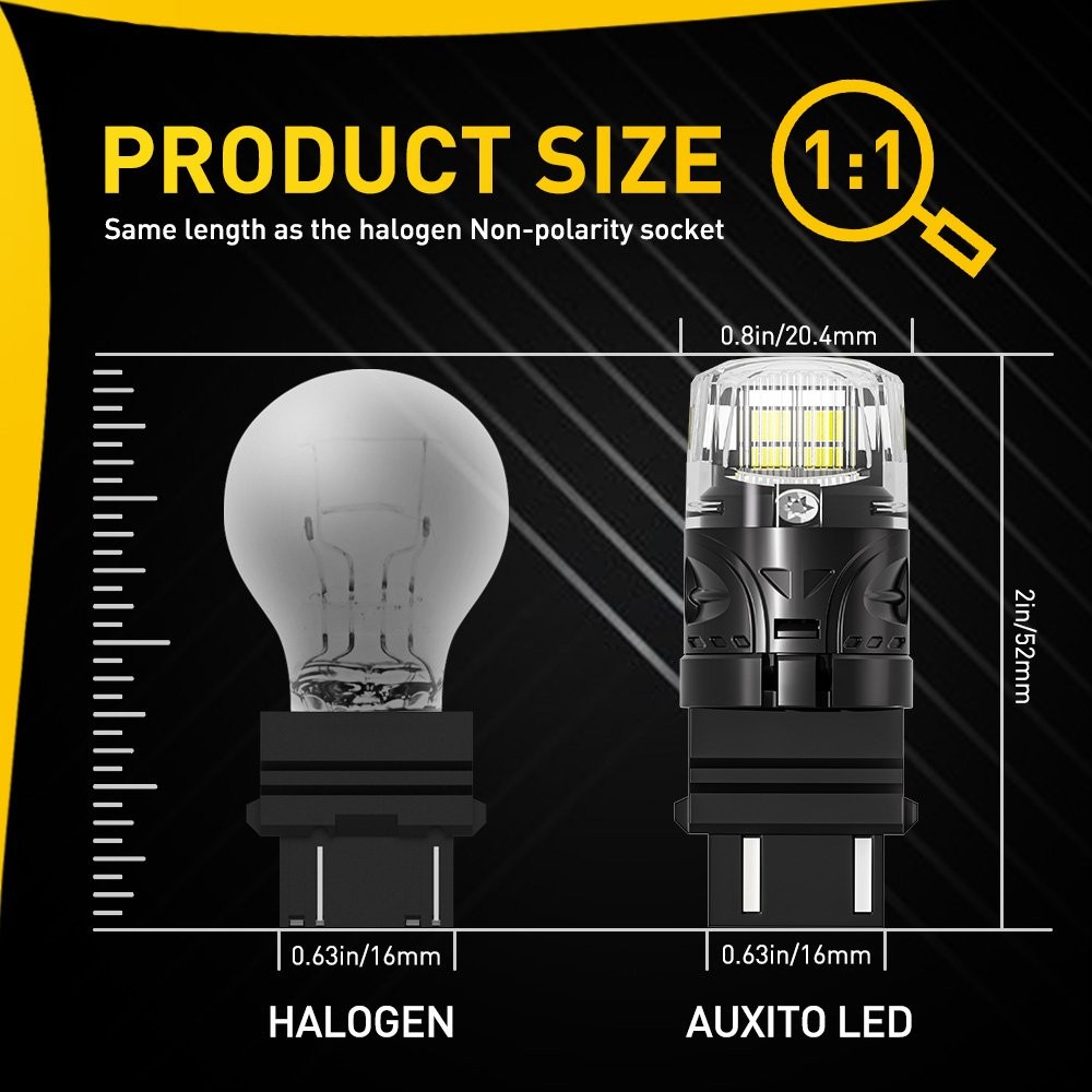 2pcs 3157 LED 3156 DRL Reverse Tail Brake Turn Signal Light Bulbs 6500K White