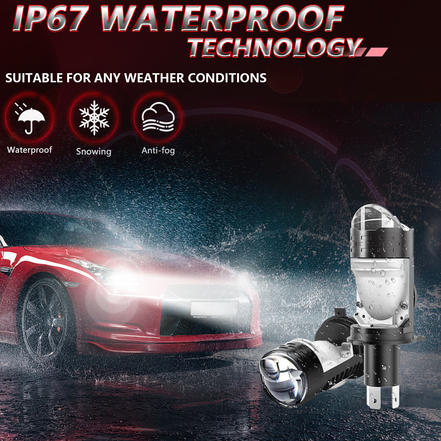 2Pcs H4/HB2 9003 160W Bi-LED Projector Lens Hi/Lo Motorcycle LED Headlight Bulbs