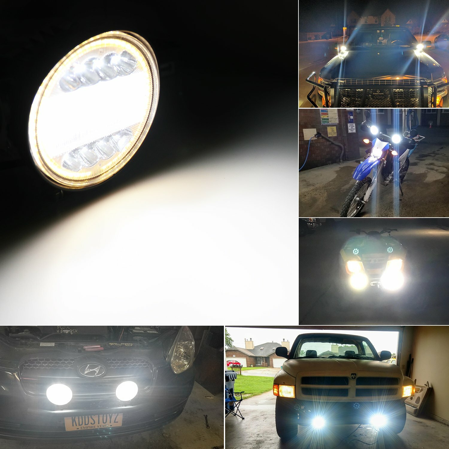 8x 5Inch 720W Round LED Work Light DRL Spot Flood Driving Fog Amber Lamp Offroad
