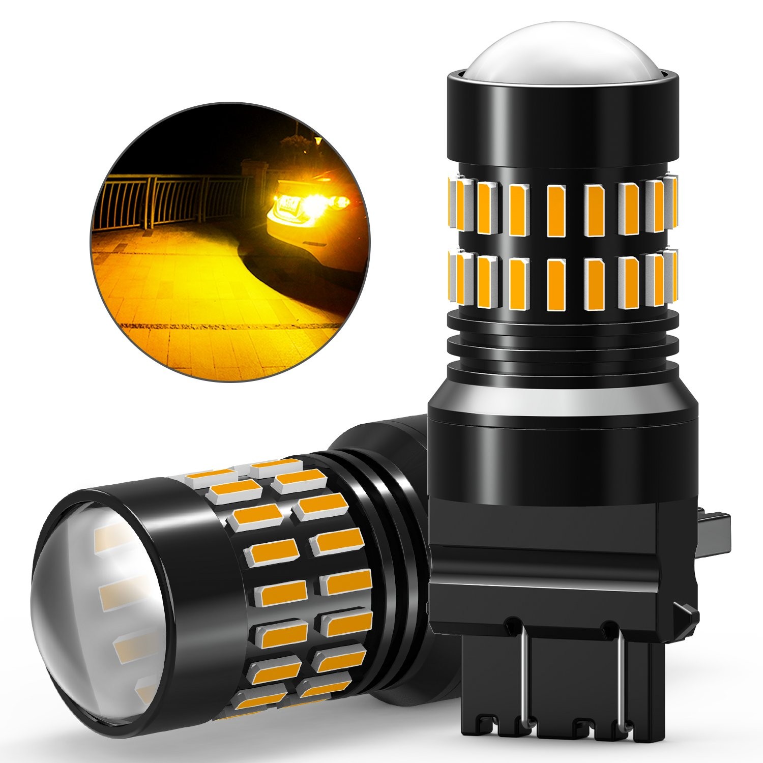 Error Free 3157 LED Front Turn Parking Signal DRL Amber Yellow Light Bulbs Kit