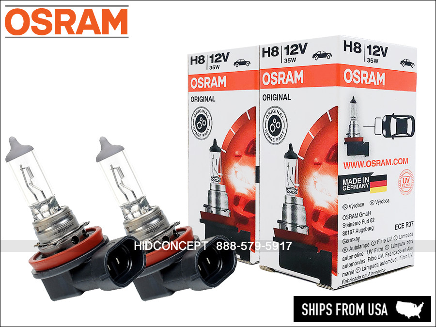 Osram H8 Original Standard Headlight Halogen Bulbs 64212 3800K 12V 35W Pack of 2