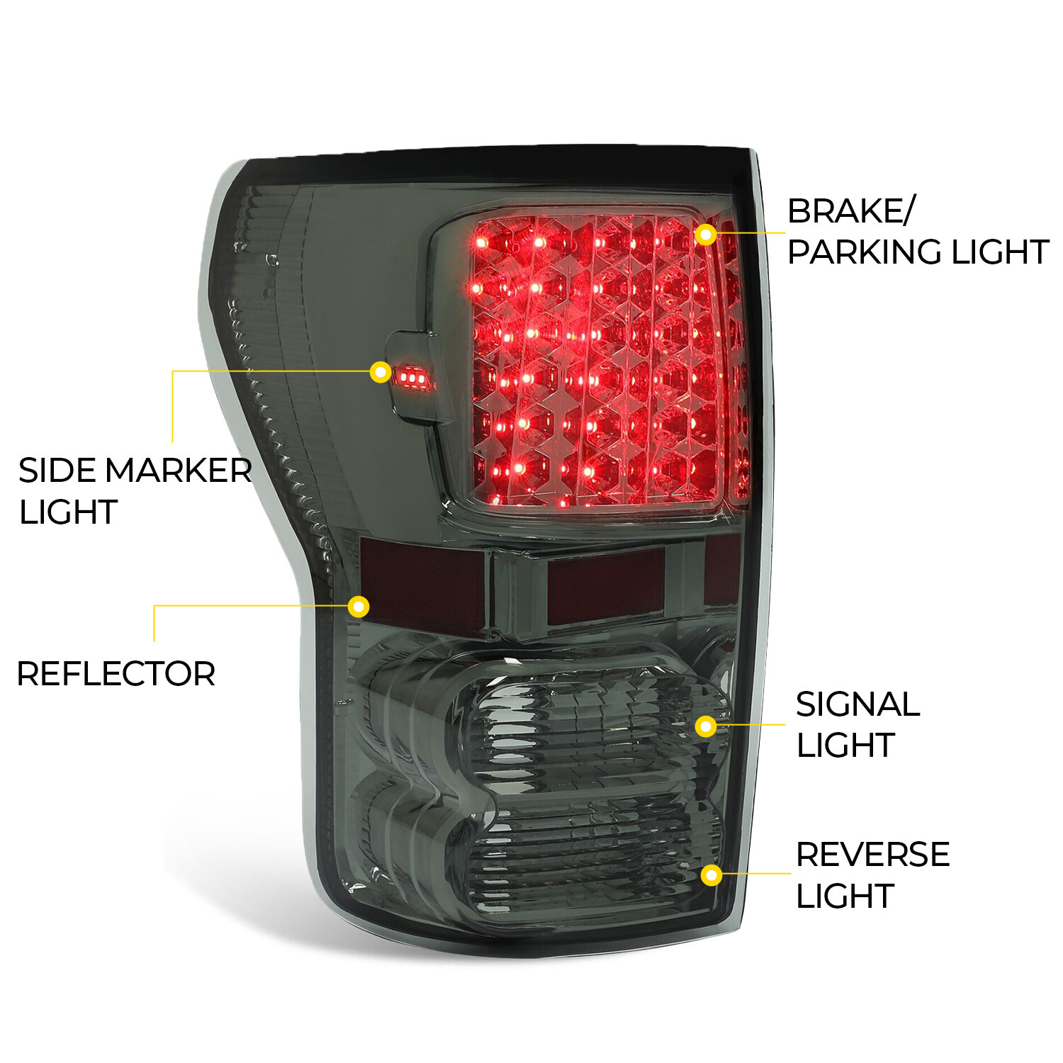 Pair LED Tail Lights Brake Lamps Smoke Lens For Toyota Tundra Pickup 2007-2013