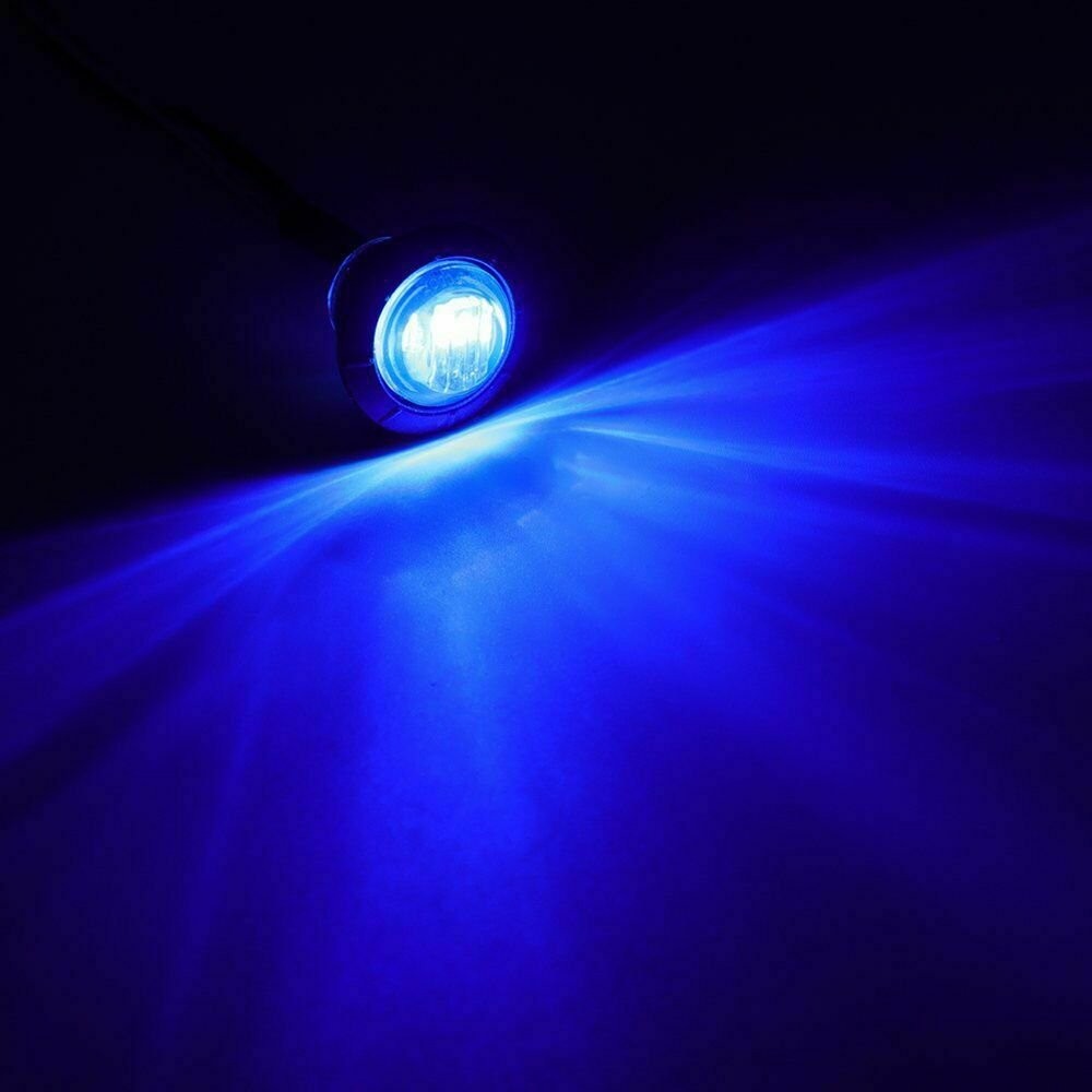 10x Marker Lights 3/4″ 12V LED Truck Trailer Round Side Bullet Blue Light Lamps