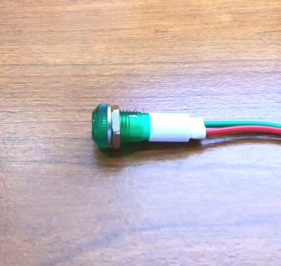 BBT 12 volt Waterproof Low-Profile Bright Green LED Indicator Light