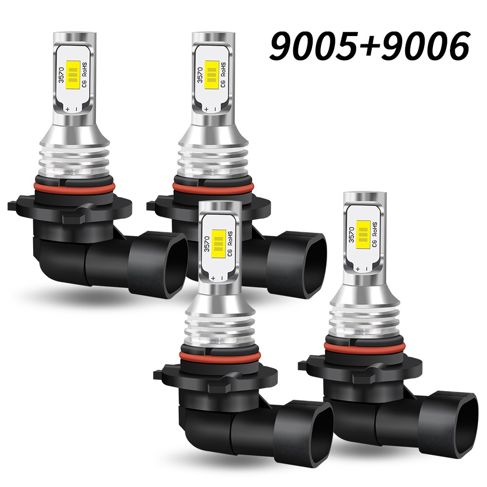 9005+9006 LED Headlight Combo High Low Beam Bulbs Kit Super White Bright Lamp 4x