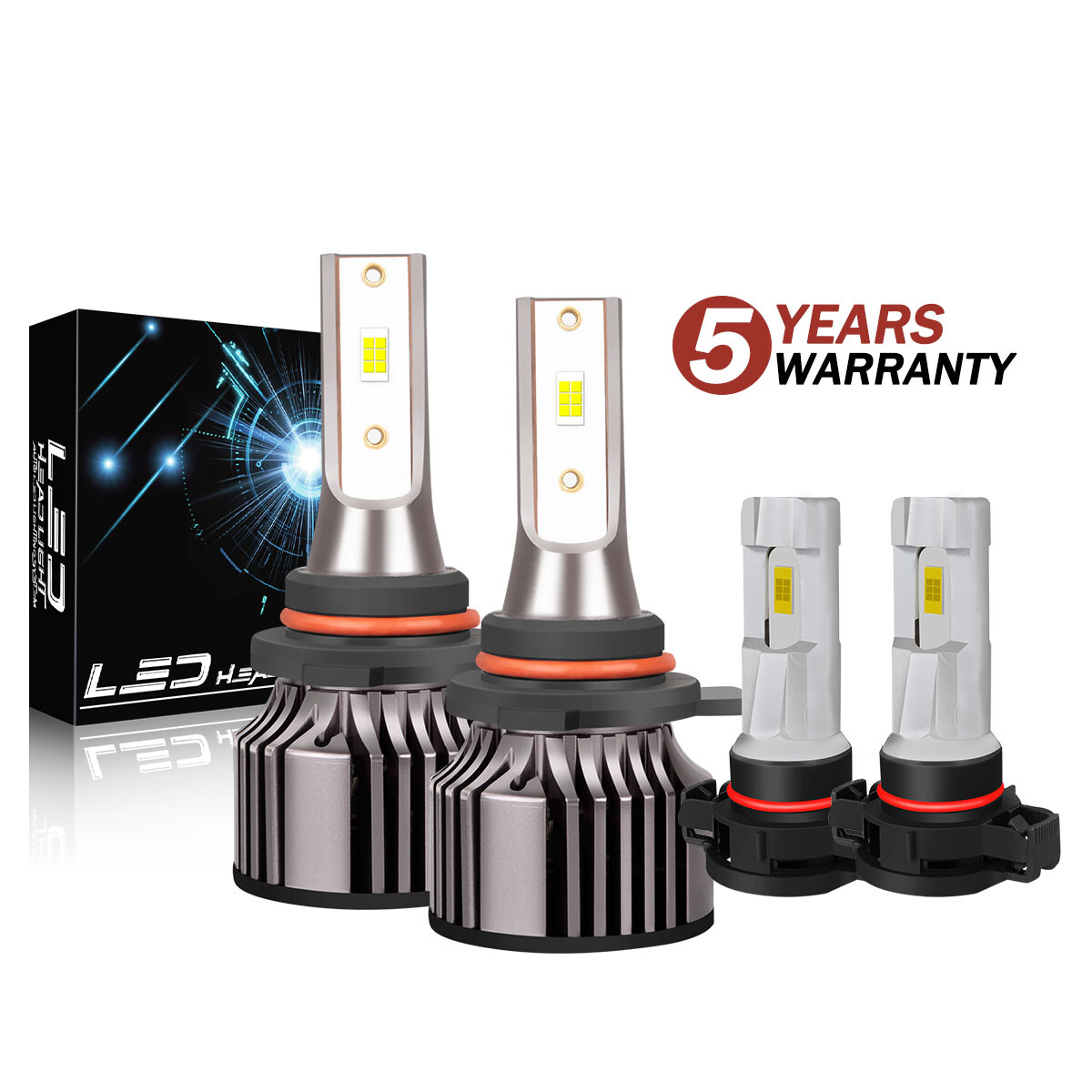 9012/HIR2 H16/5202 LED Headlight Fog Light Kit Bulbs White 6000K Plug&Play 4Pack