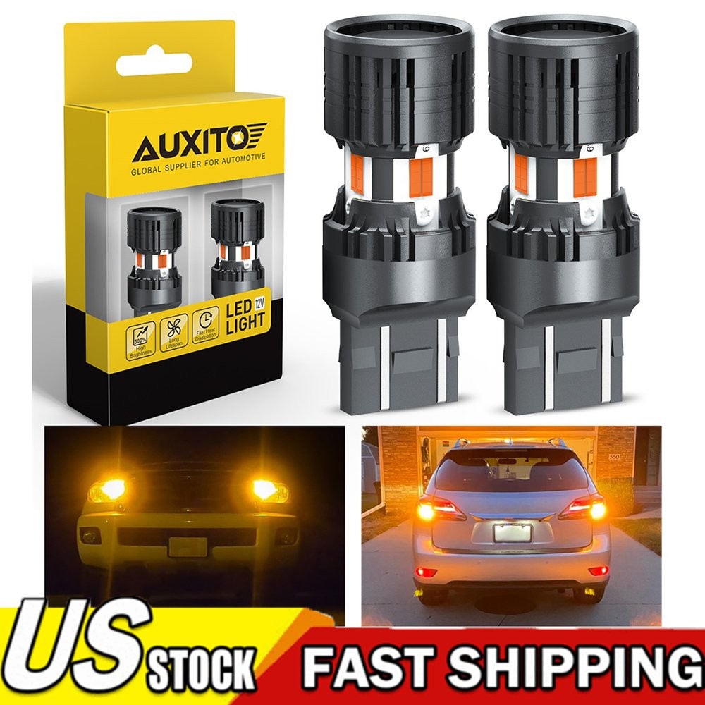 2x AUXITO 7443 7440 SMD LED Back Up Reverse Light Bulbs 3000K Amber Canbus 1~10X