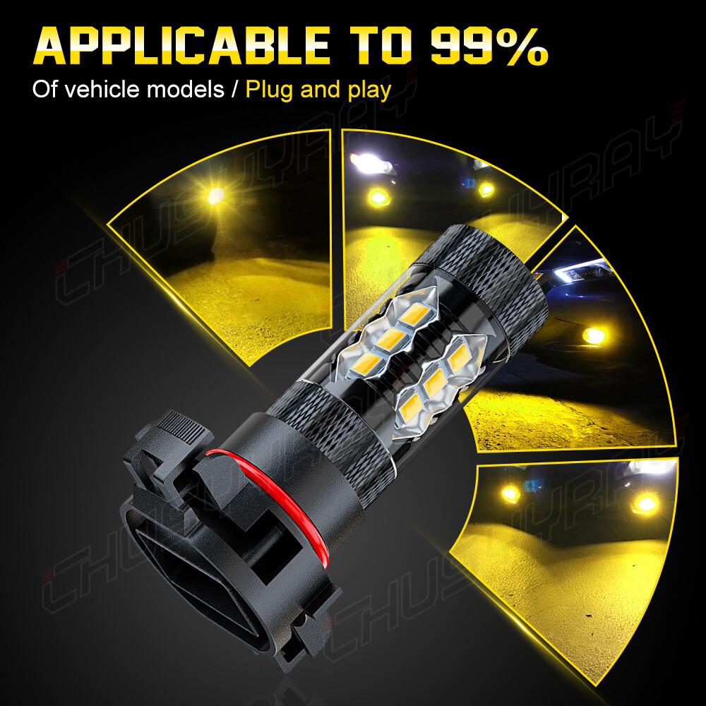 5202 5201 2504 H16 LED Fog Light Bulbs 4500K Gold yellow 16000LM High Power Pair