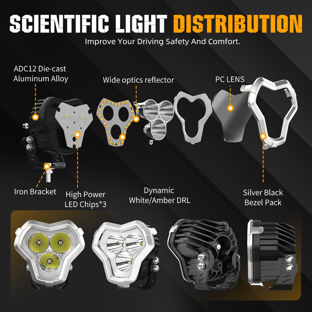 NOVSIGHT 2pcs 4″ LED Work Pod Light Spot Flood Combo Beam for Off Road Adventure