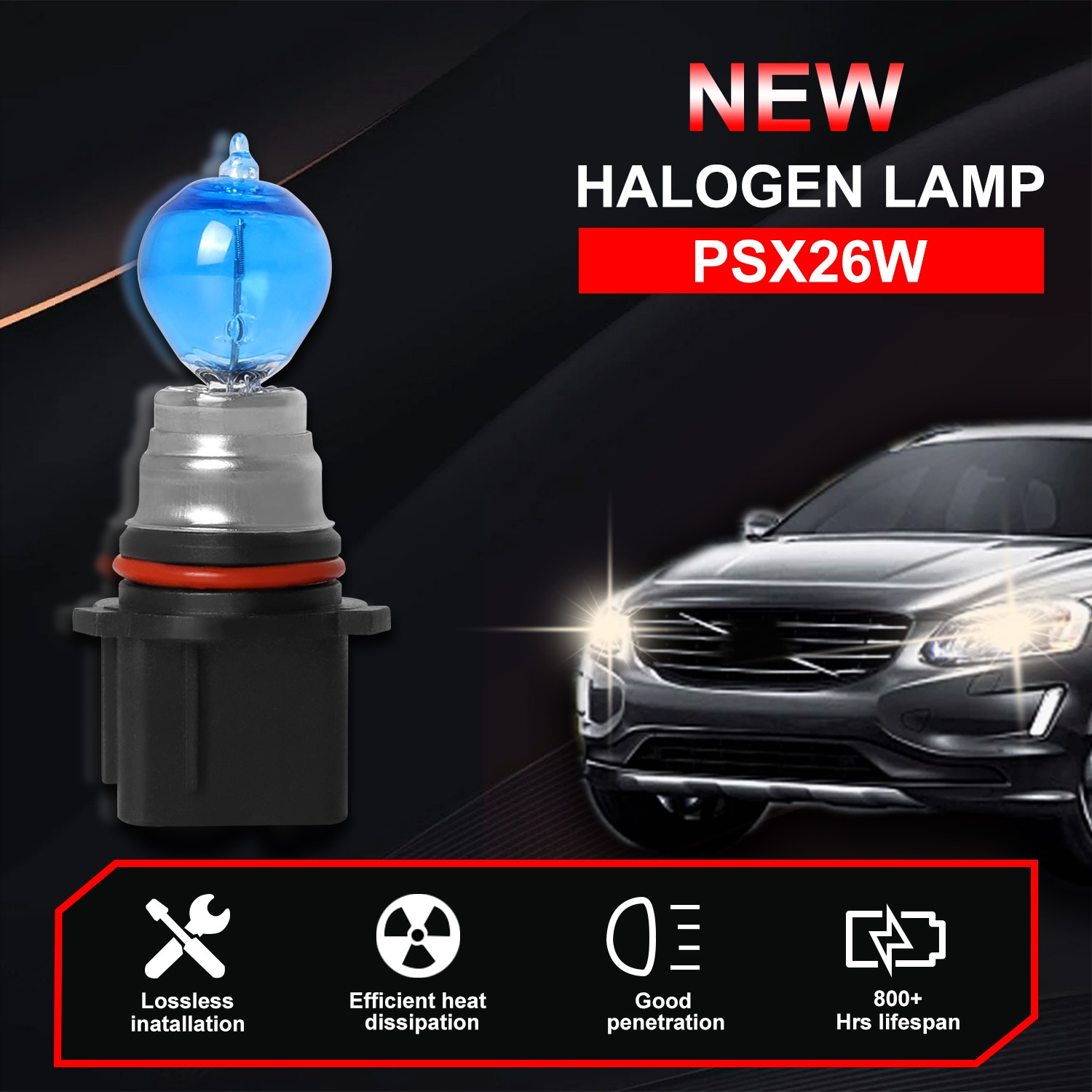 2Pcs 12278 PSX26W Halogen Fog Light Bulbs 4200K FOR Chevy Suburban 2015-2017