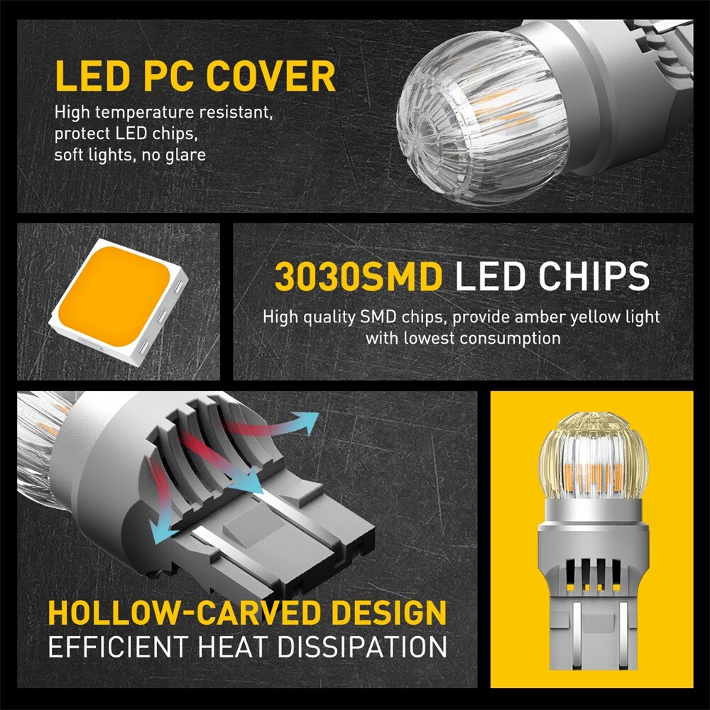 AUXITO LED Front Rear Turn Signal Light Blinker Bulbs 7441 7440 Amber Error Free