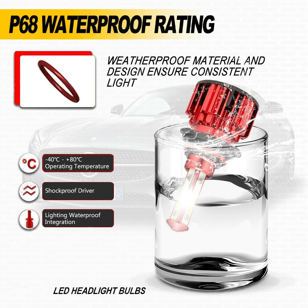 60PCS 4-Sides 9005+9006+H11 LED Headlight Foglight Kit High Low Beam Bulbs White