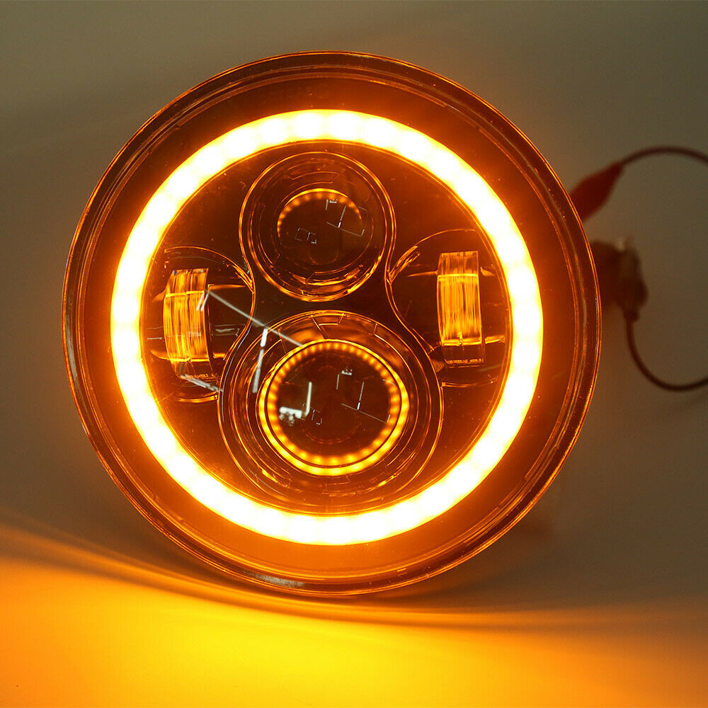 2X DOT 7″ Inch Round LED Headlights Hi/Lo DRL Lamp for Ford Mustang F-150 F-100