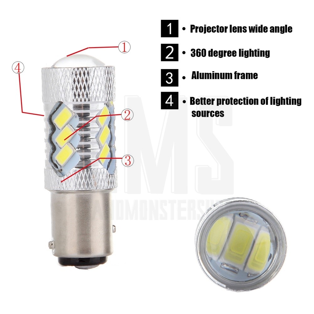 2x 2018 Stop Tail Light 2057 2357A BAY15D LED 16 SMD Brake Bulb 6000K Lamp