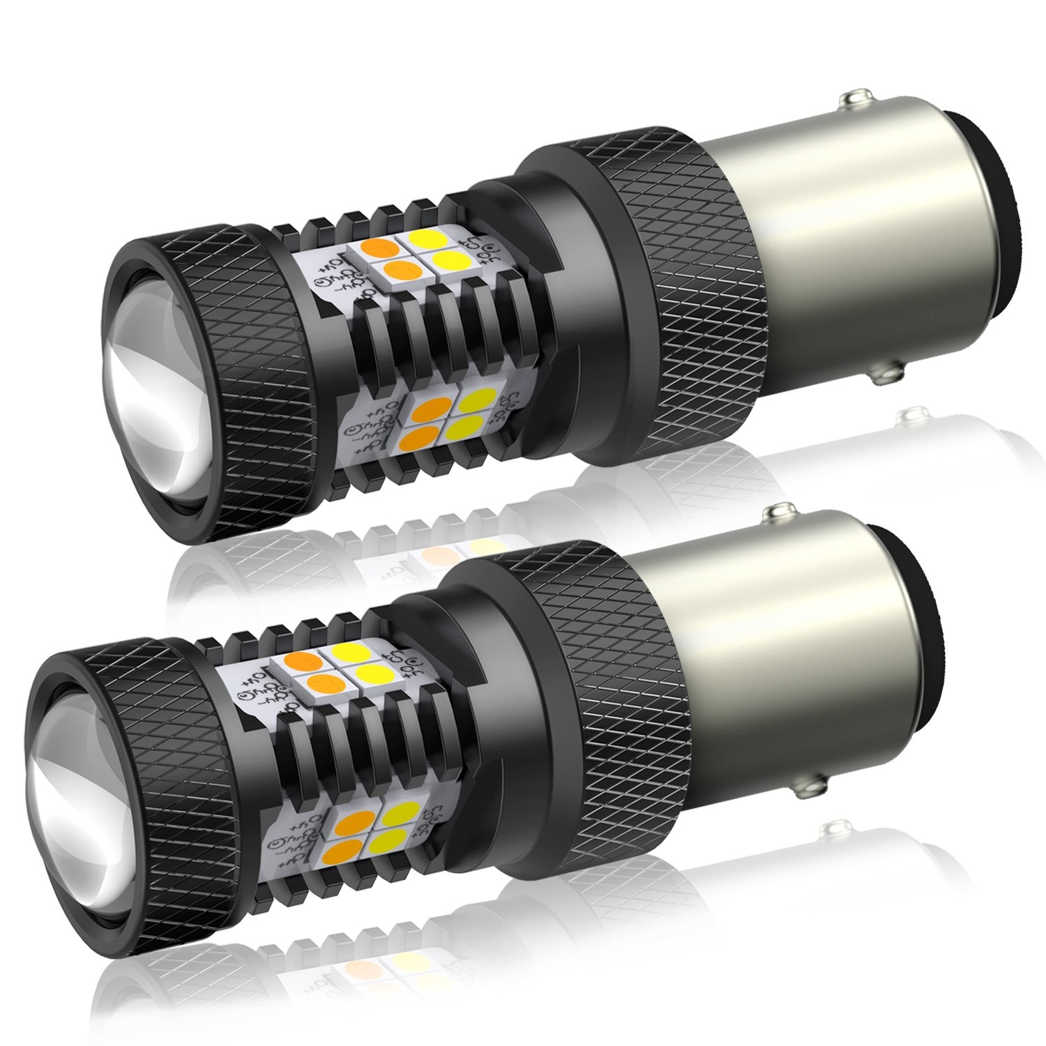 2PCS AUXITO CANBUS 1157 Switchback White Amber LED Turn Signal DRL Light Bulbs