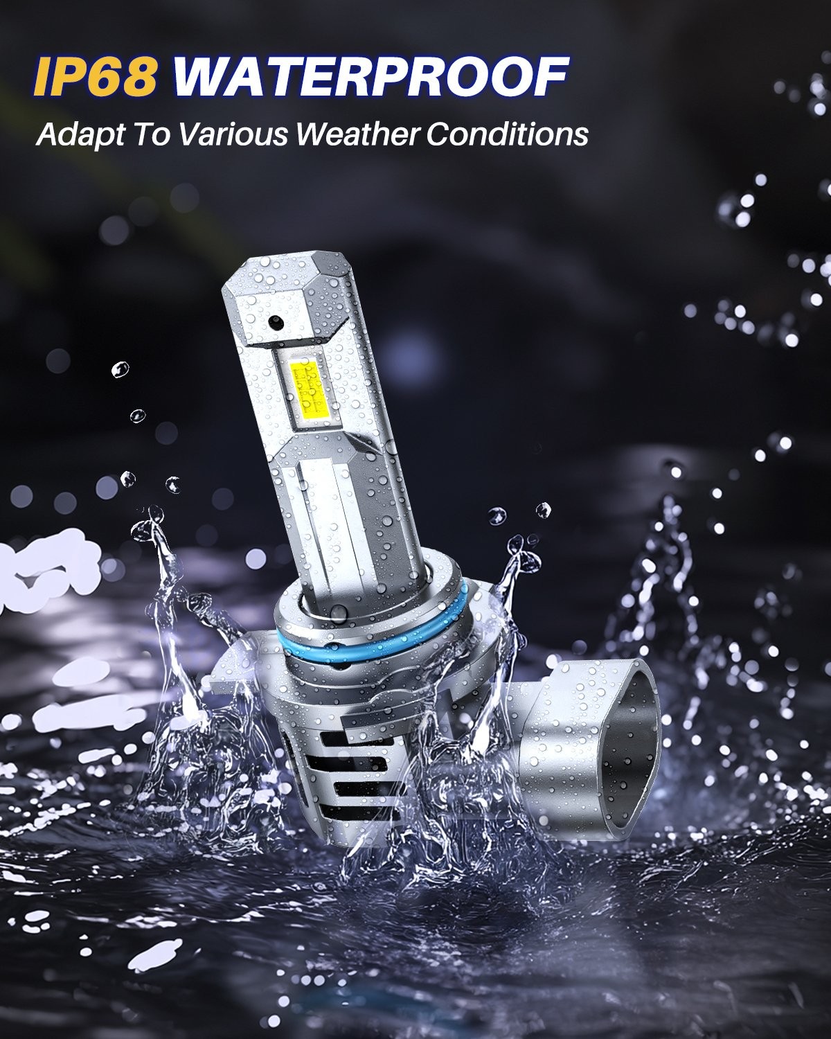AUTOONE HIR2 9012 LED Headlight Bulbs Set 6500K White Light Lamps Built-in Fan