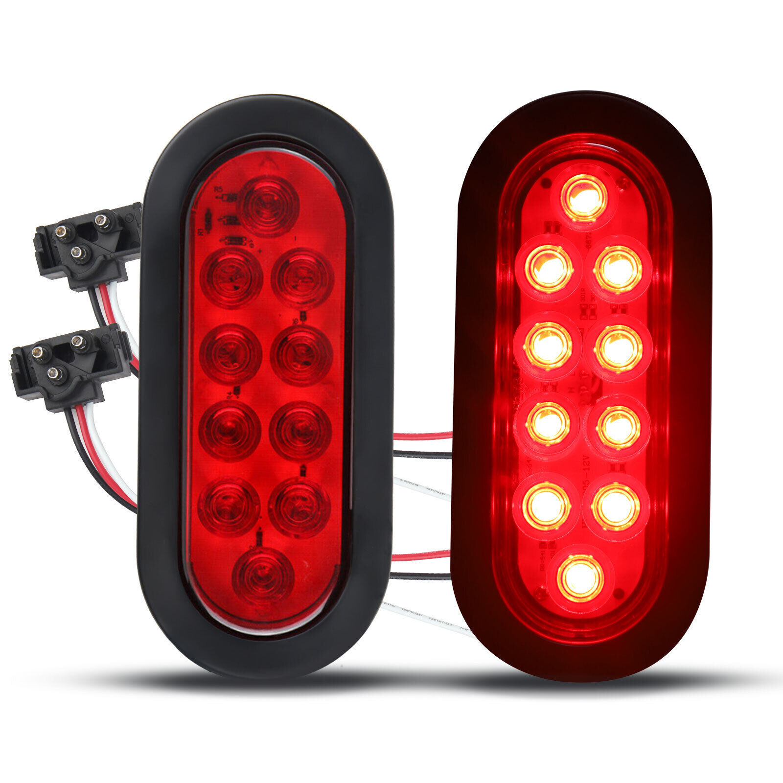 2pc Trailer Truck 6″ Oval 6 LED Submersible Stop/Turn/Tail Brake Light w/grommet