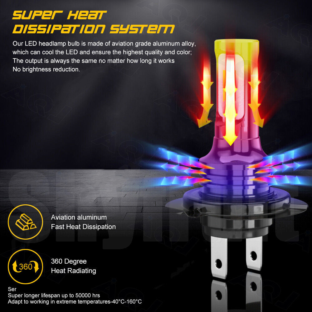 H7 LED Headlight Bulb Super Bright High Low Beam Conversion Kit 5Years Warranty