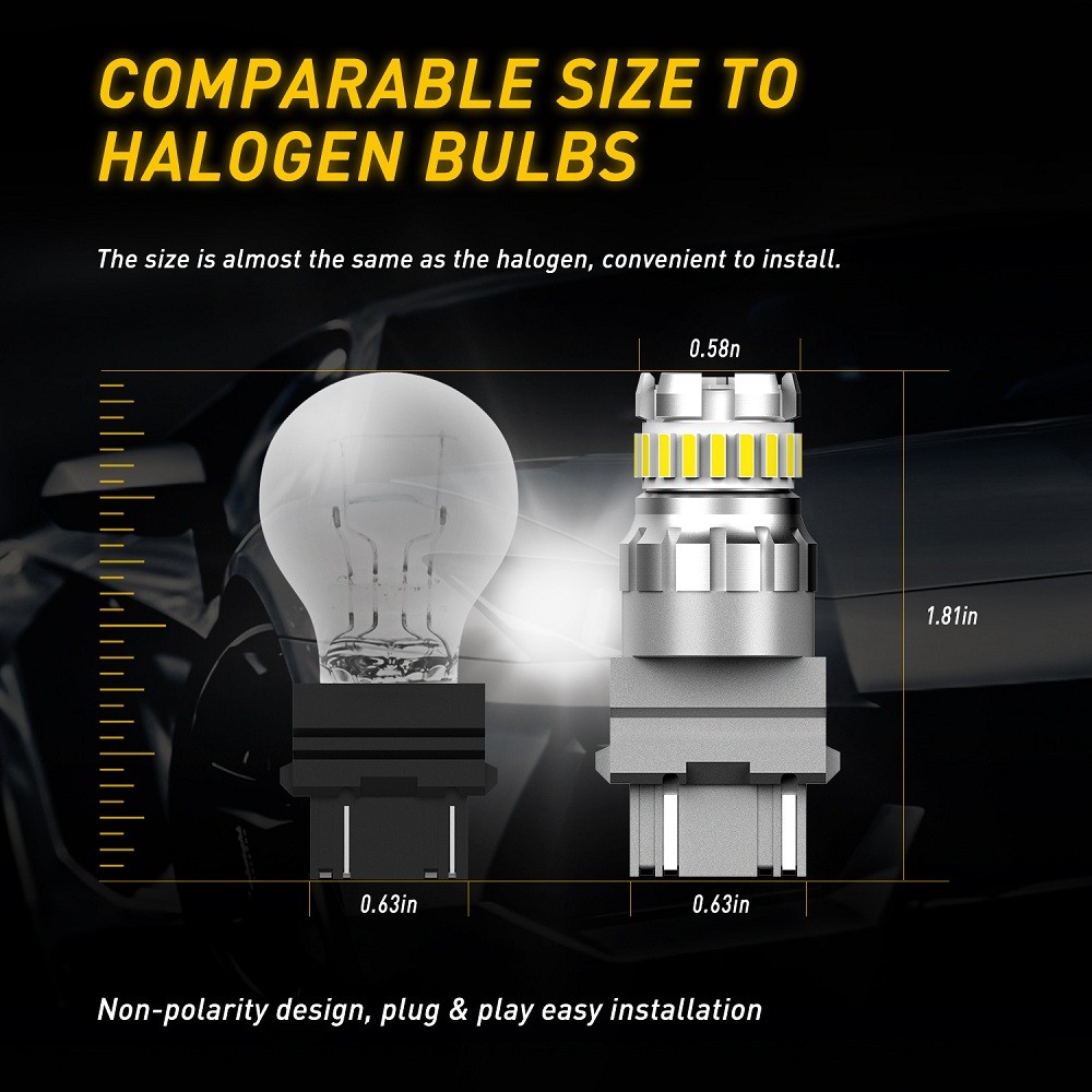 3157 3156 LED Backup Reverse Parking Light Bulbs 6500k Super White Bright 2400LM