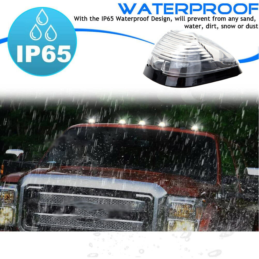 5Pcs Clear Lens White LED Cab Roof Marker Lights For Ford F-250 E-350 Super Duty