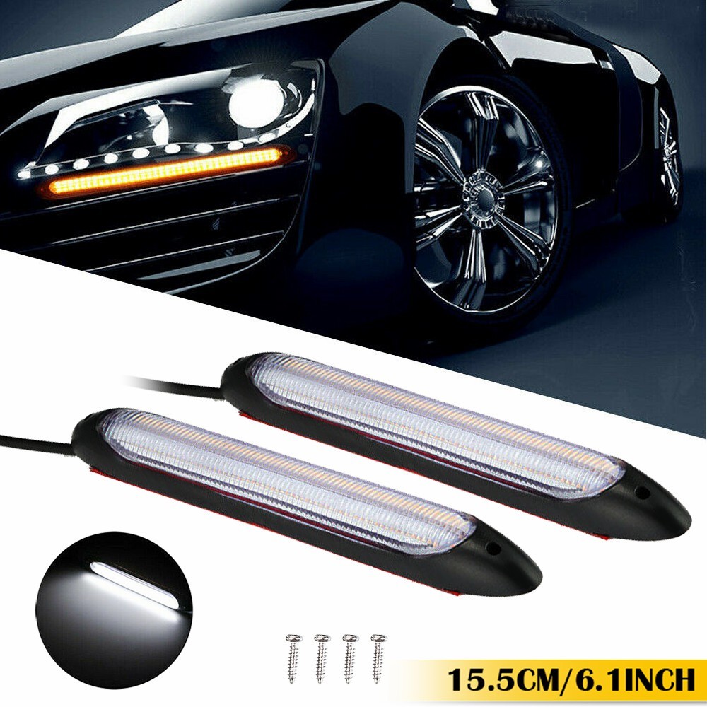 2pcs 6″ Dynamic Headlight DRL LED Daytime Running Turn Signal Light 6000K/3000K
