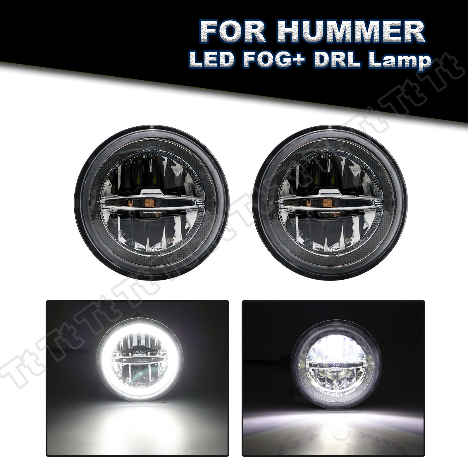 For 03-2009 Hummer H2 LED Halo Ring DRL Driving Fog Daytime Running Light Lamp A